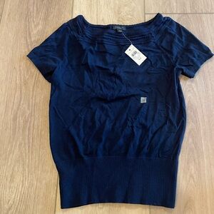 Ann Taylor Classic Navy Short Sleeve Top